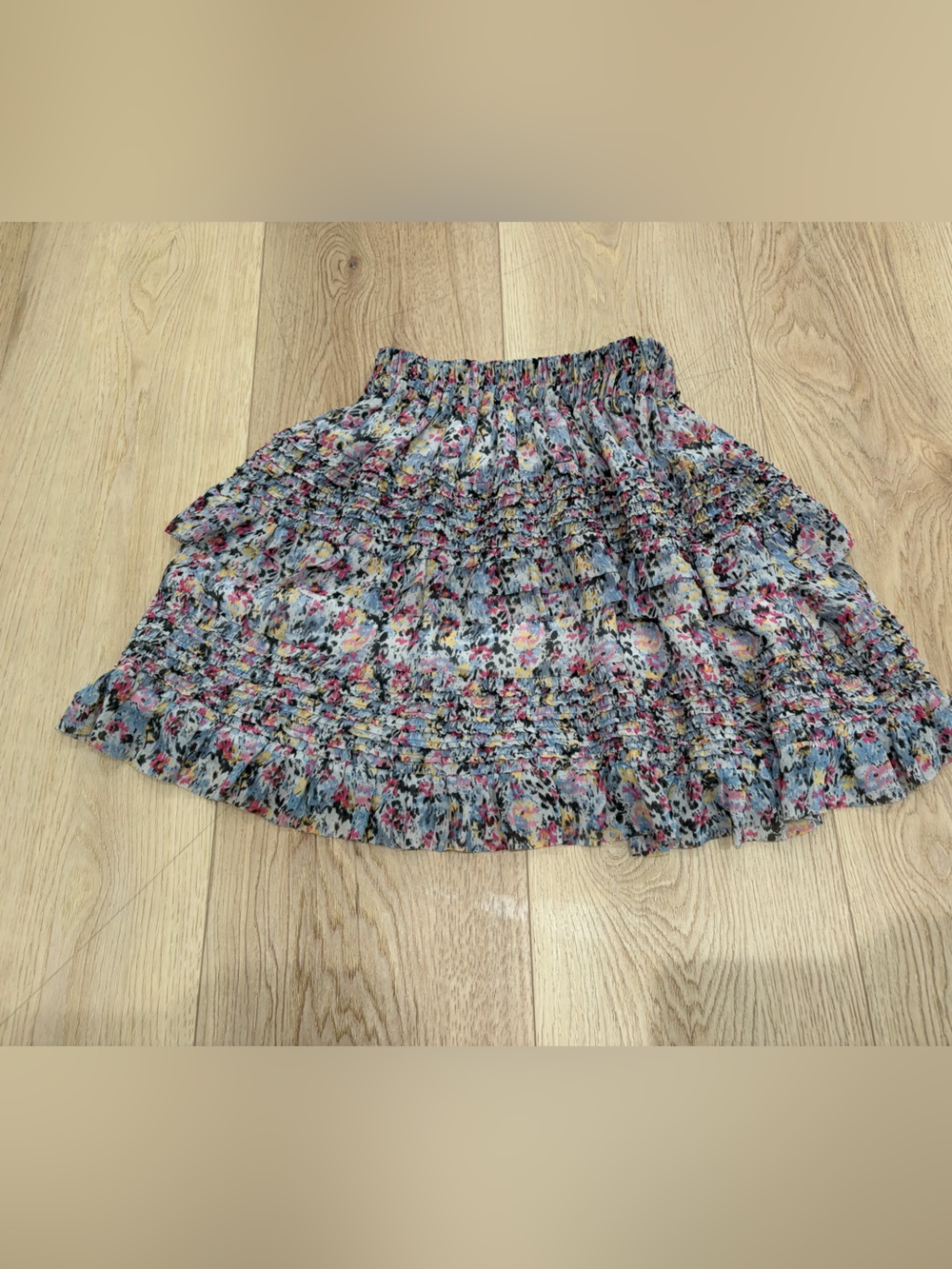 AllSaints Floral Smocked Skater Skirt
